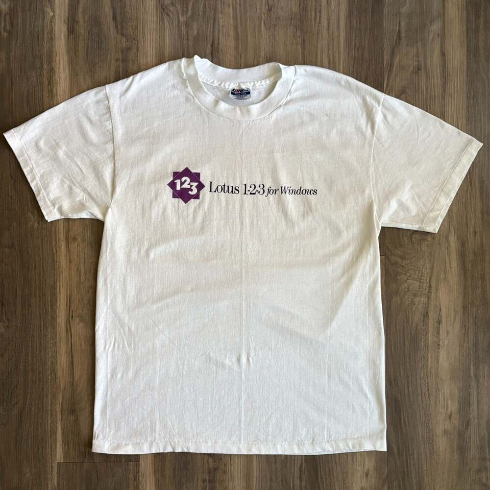 Vintage Lotus For Windows Software Tech T-Shirt Men's Size L White 1990s RARE
